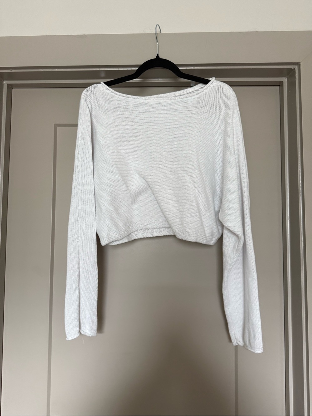Garage Cream Cropped Knit Sweater
